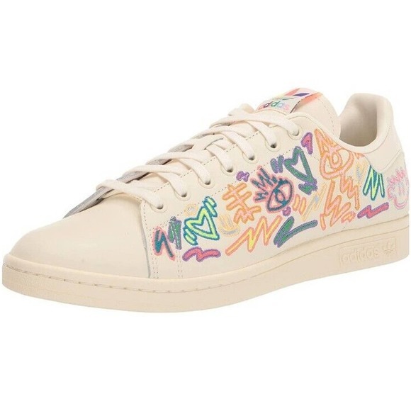 NEW adidas Originals Stan Smith Pride Shoes Men's Size 11.5 Cream White #GX6394 - Picture 7 of 15
